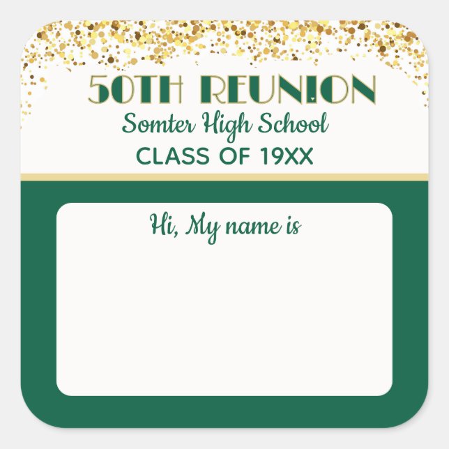 Let's Party! 50th Class Reunion custom  Square Sticker (Front)