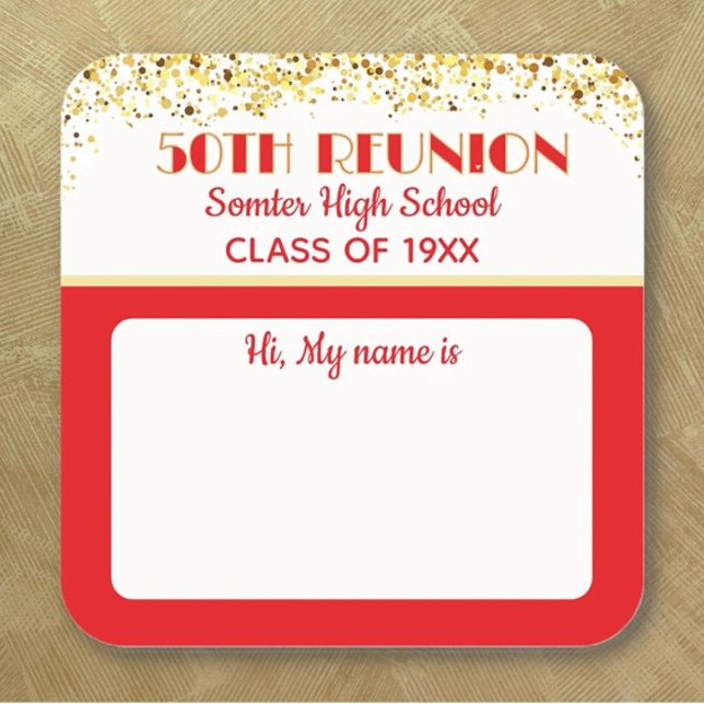Let's Party! 50th Class Reunion custom  Square Sticker (Creator Uploaded)