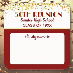 Let's Party! 50th Class Reunion custom Square Sticker