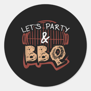 Lets Party And Bbq Barbecue Ribs Classic Round Sticker
