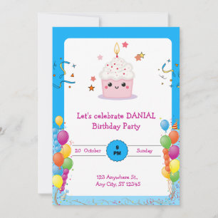 Let's Party Birthday Invitation Card