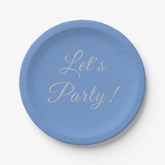 Let's Party Blue 7 inch plate (Front)