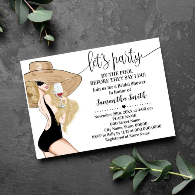 Lets Party by Pool Before I Do Bridal Shower Invitation (Creator Uploaded)