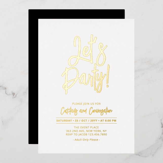 Let's Party | Chic Script Any Party Event (Front/Back)