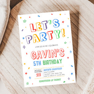 Let's Party Colourful Birthday Party Invitation