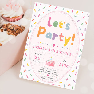 Let's Party Colourful Sprinkles Birthday Invitation