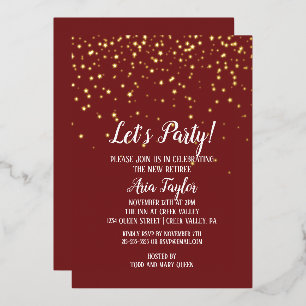 Let's Party Confetti on Burgundy Retirement Gold
