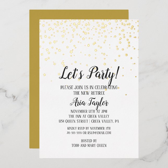 Let's Party Confetti Retirement Party Gold  (Front/Back)