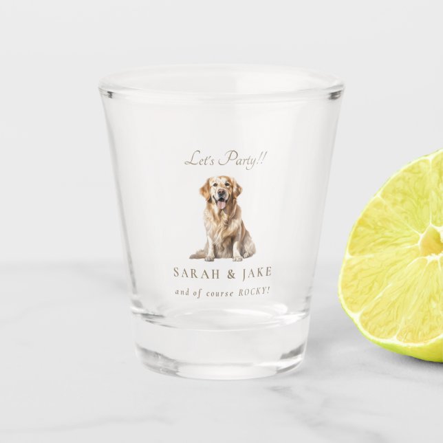 Let's Party!! Custom Names Pet Wedding  Shot Glass (Front)