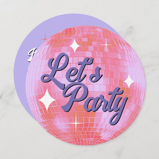Let's Party Disco Ball Birthday Invitation (Front/Back)