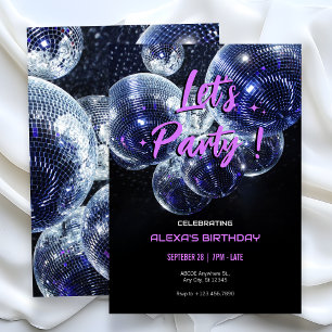 Let's Party disco ball  Invitation