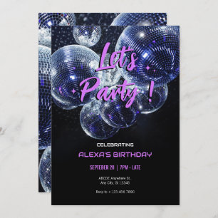 Let's Party disco ball  Invitation