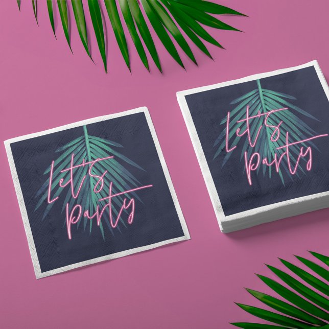 Let's Party Electric Love Neon Tropical Palm Leaf Napkin (Let's Party Electric Love Neon Tropical Palm Leaf Napkins)