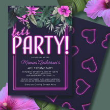 Let's Party Electric Pink Neon Tropical Birthday