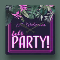 Let's Party Electric Pink Neon Tropical Birthday