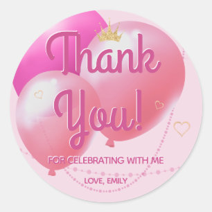 Let's Party Glam Pink Thank You Classic Round Sticker