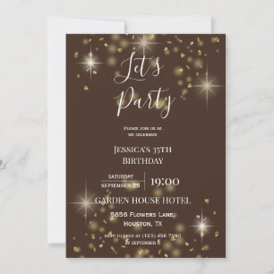 "Let's Party" Glitter & Sparkles Birthday Invitation