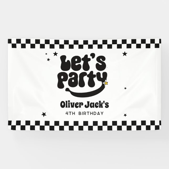 Let's Party Happy Dude Birthday Banner (Horizontal)