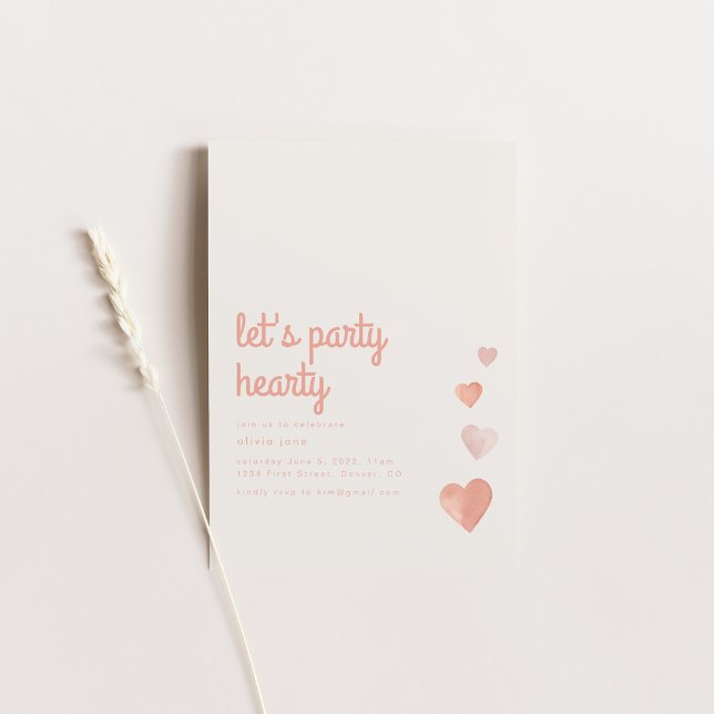 Let's Party Hearty Love Heart Birthday Invite (Creator Uploaded)