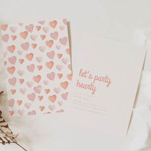 Let's Party Hearty Love Heart Birthday Invite