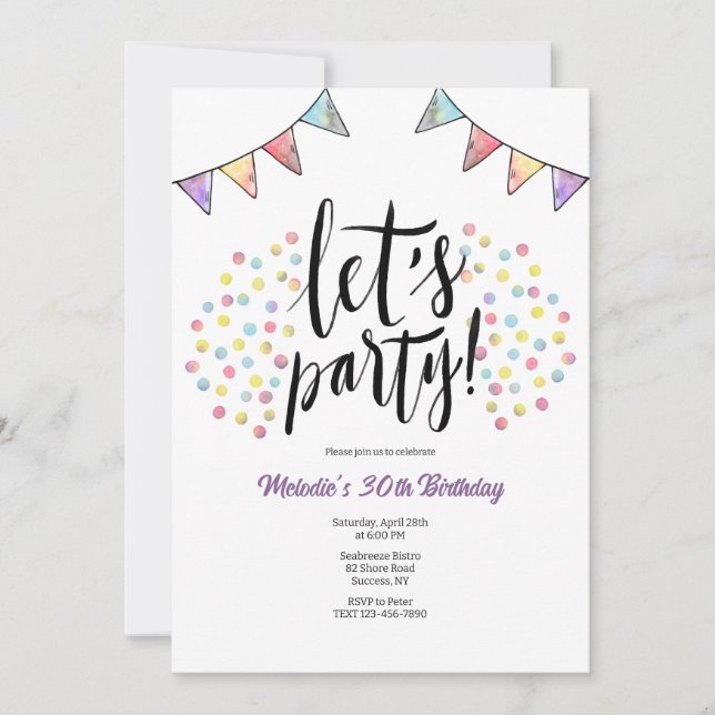 Let's Party  Invitation (Front)