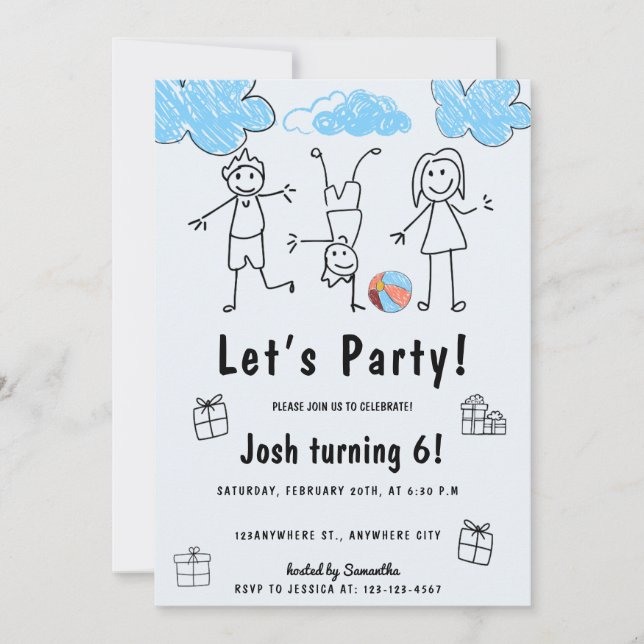 Let's Party Kids Birthday Party Invitation (Front)