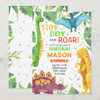 Let's Party Like A Dinosaur Birthday Invitation