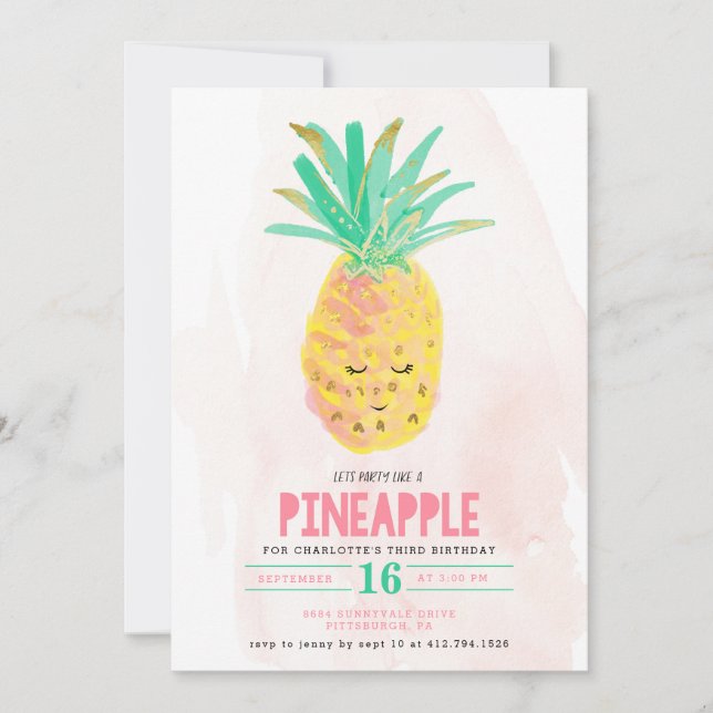 Let's Party Like a Pineapple Birthday Invitation (Front)