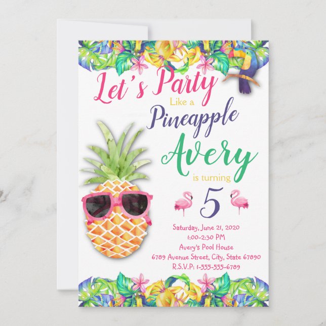 Let's Party Like a Pineapple Birthday Party Invitation (Front)