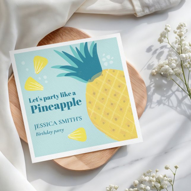 Let's Party Like A Pineapple  Napkin (Get ready to turn up the heat on your party with this vibrant and fresh design.)