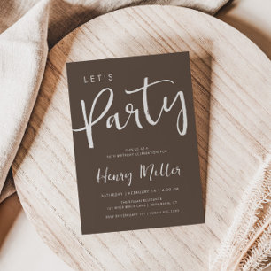 Let's Party Minimalist Birthday Celebration Brown Invitation
