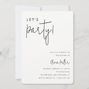 Let's Party Minimalist Birthday Invitation