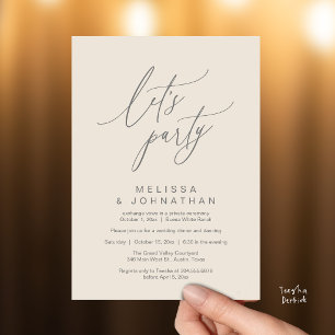 Let's Party, Modern Romantic Wedding Reception Invitation