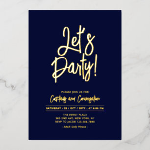 Let's Party Navy Blue Chic Script Party Event