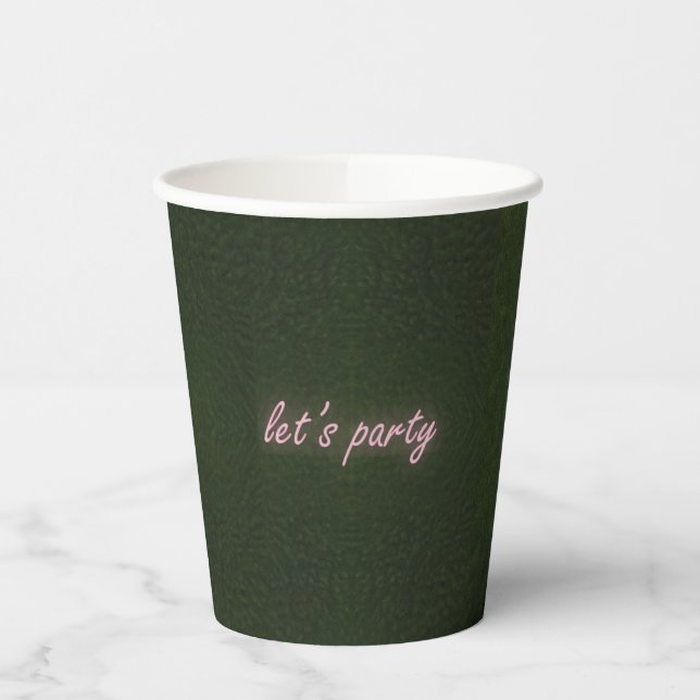 Lets Party Neon Pink Artificial Grass Paper Cups (Left)