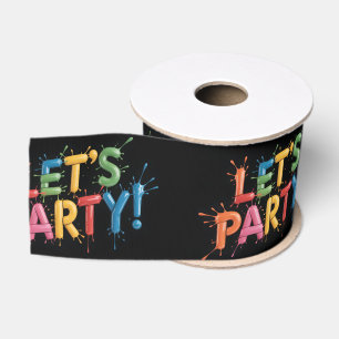 Let's Party! Paint Splash Graphic: Colorful 3D  Grosgrain Ribbon