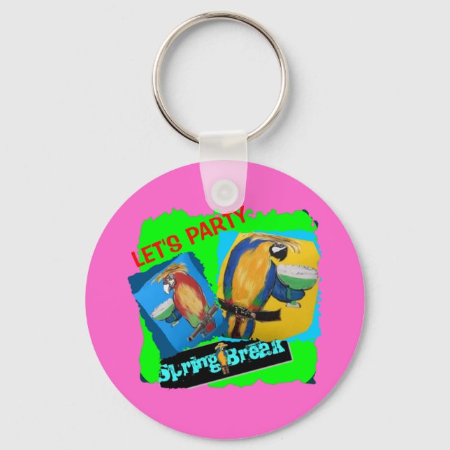 Let's Party - Parrots Key Ring (Front)