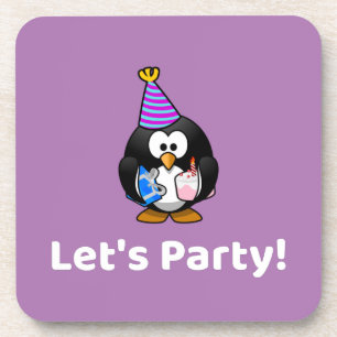 Let's Party! Penguin Funny Birthday Party Coaster