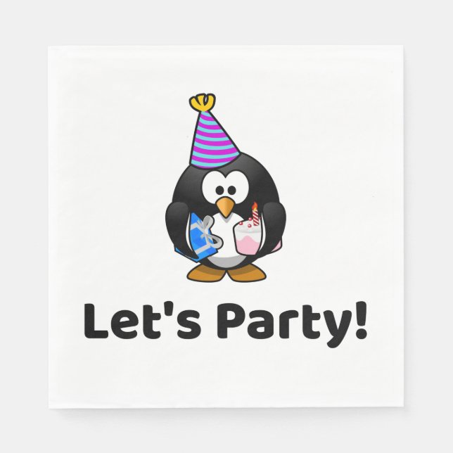 Let's Party! Penguin Funny Birthday Party Napkin (Front)