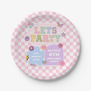 Let's Party Preppy Varsity Patch Birthday Party Paper Plate