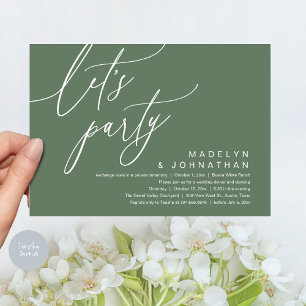 Let's Party, Romantic Wedding Dinner and Dancing Invitation