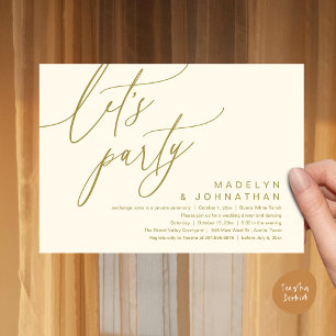 Let's Party, Romantic Wedding Dinner and Dancing Invitation