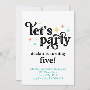 Let's Party Simple Birthday Invitation