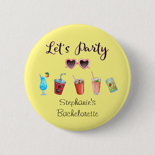 Let's Party Summer Personalised Text 6 Cm Round Badge