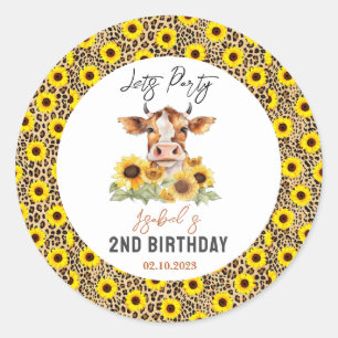 Let's Party Till the Cows Come Home 2nd Birthday Classic Round Sticker