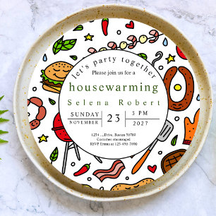 let's party together BBQ record housewarming  Invitation