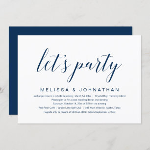 Let's Party, Wedding Elopement Celebration Invitat Invitation