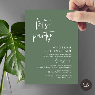 Let's Party, Wedding Elopement Dinner and Dancing Invitation