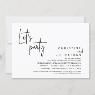 Let's Party, Wedding Elopement Dinner Celebration Invitation