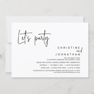 Let's Party, Wedding Elopement Dinner Celebration  Invitation